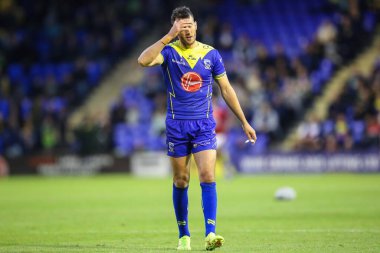 Warrington Wolves takımından Stefan Ratchford, 14 Haziran 2024 'te oynanan Betfred Süper Lig müsabakasında Warrington Wolves - Salford Red Devils maçında tepki gösterdi. 