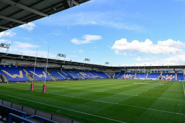 14 Haziran 2024 'te Halliwell Jones Stadyumu' nda oynanan 14. Betfred Süper Lig karşılaşması öncesinde Halliwell Jones Stadyumu 'nun genel görüntüsü Warrington Wolves - Salford Red Devils maçı. 