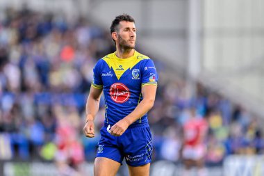 Warrington Wolves 'tan Stefan Ratchford 14. Betfred Süper Lig karşılaşmasında Warrington Wolves, Salford Red Devils' e karşı Halliwell Jones Stadyumu, Warrington, Birleşik Krallık, 14 Haziran 2024 
