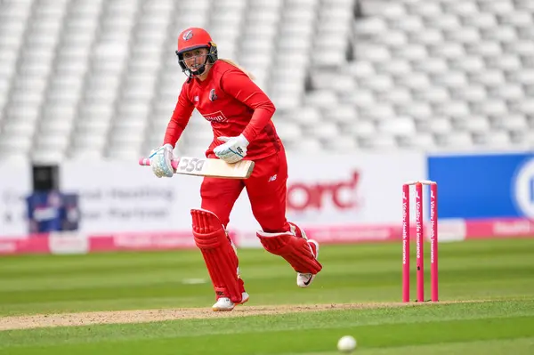 stock image Sophie Ecclestone of Lancashire Thunder runs for a single during the Charlotte Edwards Cup match Central Sparks vs Lancashire Thunder at Edgbaston, Birmingham, United Kingdom, 14th June 2024 