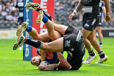 Warrington Wolves takımından Danny Walker, Betfred Süper Lig 15. raundunda 6-16 Warrington Wolves 'a karşı MKM Stadyumu, Hull, Birleşik Krallık, 22 Haziran 2024' de Hull 'da oynanan Hull FC vs Warrington Wolves maçında... 