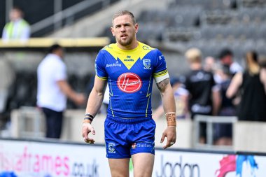 Warrington Wolves takımından Matt Dufty, 22 Haziran 2024 'te MKM Stadyumu' nda oynanan 15. Betfred Süper Lig karşılaşması öncesinde ısınıyor. 