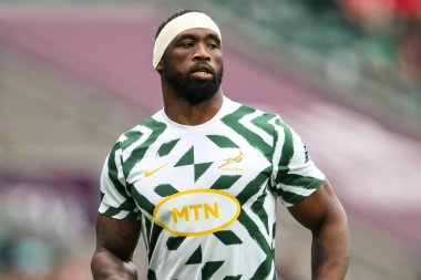 Pieter-Steph du Toit Güney Afrika ön eleme maçında Katar Havayolları Kupası 'nın öncesinde Güney Afrika' ya karşı Galler maçı Twickenham Stadyumu, Twickenham, Birleşik Krallık, 22 Haziran 2024 