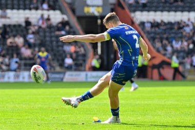 Warrington Wolves 'tan Josh Thewlis, Betfred Süper Lig 15. Raundunda 6-18 Warrington Wolves' u MKM Stadyumu, Hull, Birleşik Krallık 'ta Hull, 22 Haziran 2024' te Hull 'a karşı Hull FC Warrington Wolves maçında yendi. 