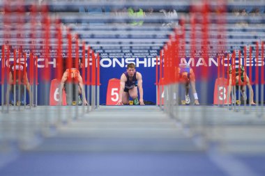 Adam Hoole erkekler 110 metre engelli önünde Microplus UK Atletizm Şampiyonası 'nda 2. Gün Manchester Bölgesel Arena, Manchester, İngiltere, 30 Haziran 2024' te 2. 