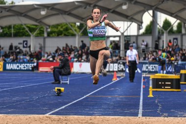 Manchester Bölgesel Arena, Manchester, Birleşik Krallık 'ta düzenlenen Microplus UK Atletizm Şampiyonası' nda bayanlar üçlü atlama finalinde Elcock birinci gün, 29 Haziran 2024 