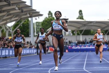 Daryll Neita wins the third heat of the women's 200m  during the Microplus UK Athletics Championships Day 2 at Manchester Regional Arena, Manchester, United Kingdom, 30th June 2024  clipart