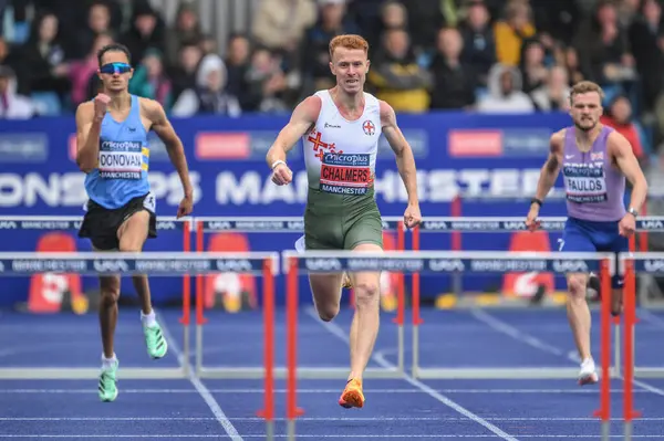 stock image Alastair Chalmers leads the race during the Microplus UK Athletics Championships Day 2 at Manchester Regional Arena, Manchester, United Kingdom, 30th June 2024 