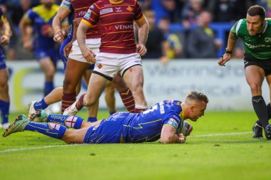 Warrington Wolves 'tan Josh Drinkwater, 5 Temmuz 2024' te Halliwell Jones Stadyumu 'nda oynanan Betfred Süper Lig 16. Raundunda skoru 22-0 yaptı. 