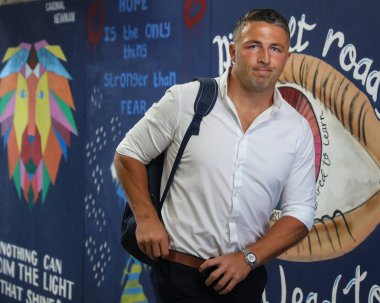 Warrington Wolves 'un baş antrenörü Sam Burgess, 5 Temmuz 2024' te Warrington, İngiltere 'deki Halliwell Jones Stadyumu' nda Warrington Wolves ve Huddersfield Giants maçının 16. 