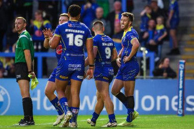 Warrington Wolves 'tan Stefan Ratchford, 5 Temmuz 2024' te Warrington, İngiltere 'deki Halliwell Jones Stadyumu' nda oynanan 16. 
