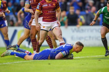 Warrington Wolves 'tan Josh Drinkwater, 5 Temmuz 2024' te Halliwell Jones Stadyumu 'nda oynanan Betfred Süper Lig 16. Raundunda skoru 22-0 yaptı. 