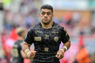 Leigh Leoparları 'ndan John Asiata, Betfred Süper Lig 16. Raundunda Wigan Warriors' a karşı Leigh Leopards Stadyumu, Wigan, Birleşik Krallık 'ta 5 Temmuz 2024 
