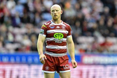 Wigan Warriors 'dan Liam Farrell, Betfred Süper Lig 16. Raundunda Wigan Warriors' a karşı Leigh Leopards Stadyumu, Wigan, Birleşik Krallık 'ta 5 Temmuz 2024 