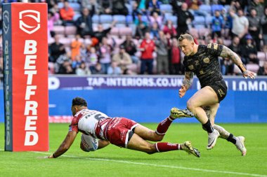 Wigan Warriors 'dan Bevan French, 5 Temmuz 2024' te DW Stadyumu 'nda oynanan Betfred Süper Lig 16. Raundu' nda Wigan Warriors - Leigh Leopards maçına 6-0 önde gidiyor. 