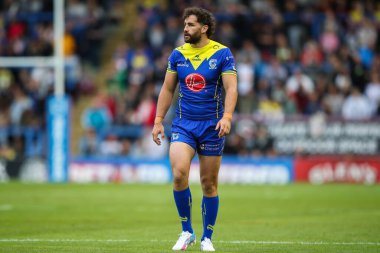 Warrington Wolves 'un Toby King' i 16. Betfred Süper Lig karşılaşmasında Warrington Wolves, Huddersfield Giants 'a karşı Halliwell Jones Stadyumu, Warrington, Birleşik Krallık, 5 Temmuz 2024 
