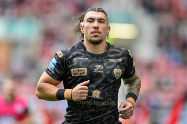 Leigh Leoparları 'ndan Aaron Pene 16. Betfred Süper Lig karşılaşmasında Wigan Warriors Leigh Leopards' a karşı DW Stadyumu, Wigan, İngiltere, 5 Temmuz 2024 