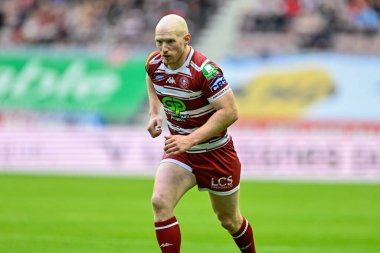 Wigan Warriors 'dan Liam Farrell, Betfred Süper Lig 16. Raundunda Wigan Warriors' a karşı Leigh Leopards Stadyumu, Wigan, Birleşik Krallık 'ta 5 Temmuz 2024 