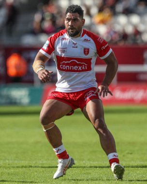 Hull KR takımından Kelepi Tanginoa, 16. Betfred Süper Lig karşılaşmasında Hull KR ile Catalans Dragons arasında oynanan Sewell Group Craven Park, Kingston üzerine Hull, Birleşik Krallık, 6 Temmuz 2024 