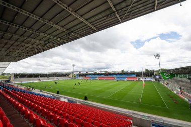 Salford Community Stadyumu, Salford Red Devils 'in genel görüntüsü Betfred Süper Lig 16. Raundu öncesinde Salford Red Devils Hull FC' ye karşı Salford Community Stadyumu, Eccles, Birleşik Krallık, 7 Temmuz 2024 