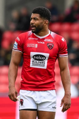 Salford Red Devils 'den Kallum Watkins, Betfred Süper Lig 16. Maçı sırasında Salford Red Devils, Hull FC' ye karşı Salford Community Stadyumu, Eccles, İngiltere, 7 Temmuz 2024 