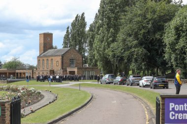 Rob Burrow CBE makes his final journey as his funeral car enters Pontefract Crematorium during Rob Burrow CBE Funeral at Pontefract Crematorium, Pontefract, United Kingdom, 7th July 2024  clipart