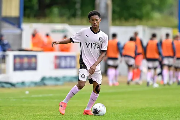 stock image Harry Johnston of Stockport County in action during the Pre-season friendly match Chester vs Stockport County at Deva Stadium, Chester, United Kingdom, 6th July 2024 