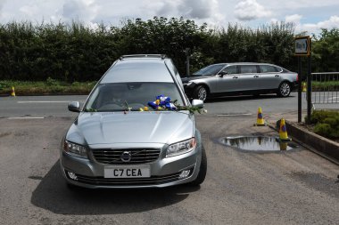 Rob Burrow CBE makes is final journey as his funeral car enters Pontefract Crematorium during Rob CBE Burrow Funeral at Pontefract Crematorium, Pontefract, United Kingdom, 7th July 2024  clipart