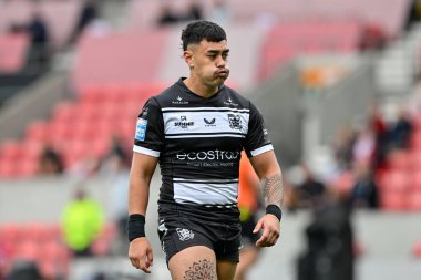 Hull FC 'den Tiaki Chan, Betfred Süper Lig 16. Maçı sırasında Salford Red Devils, Hull FC' ye karşı Salford Community Stadyumu, Eccles, İngiltere, 7 Temmuz 2024 