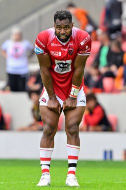 Salford Red Devils Kralı Vuniyayawa Betfred Süper Lig 16. Raundda Salford Red Devils Hull FC 'ye karşı Salford Community Stadyumu, Eccles, İngiltere, 7 Temmuz 2024 