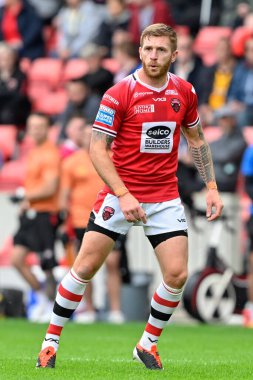 Salford Red Devils 'den Marc Sneyd, Betfred Süper Lig 16. Raundunda Salford Red Devils, Hull FC' ye karşı Salford Community Stadyumu, Eccles, İngiltere, 7 Temmuz 2024 