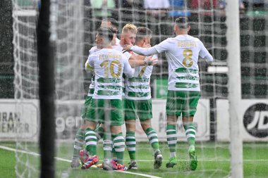 The New Saints 'ten Brad Young, UEFA Şampiyonlar Ligi - 1. Ön eleme karşılaşmasında New Saints vs Dei' ye karşı Park Hall Stadyumu, Oswestry, Birleşik Krallık, 9 Temmuz 2024 