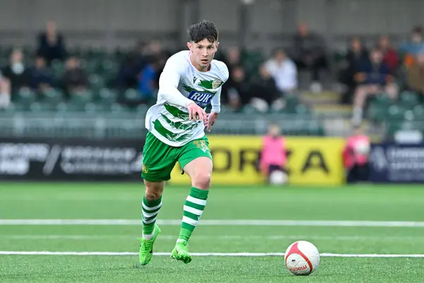 stock image Rory Holden of The New Saints breaks forward with the ball during the UEFA Champions League - 1st Qualifying Round match The New Saints vs Dei at Park Hall Stadium, Oswestry, United Kingdom, 9th July 2024 