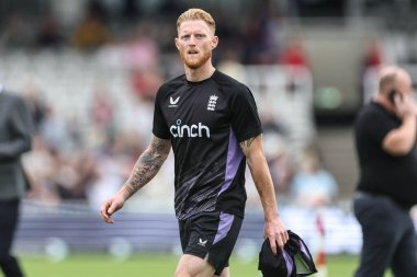 İngiltere 'den Ben Stokes 1. Rothesay Deneme Maçı' nda maç öncesi ısınma oturumunda 1. İngiltere - Batı Hint Adaları, Londra, Birleşik Krallık, 10 Temmuz 2024 
