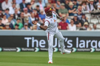 Jayden Seales of West Indies fields the ball during the 1st Rothesay Test Match day 1 England v West Indies at Lords, London, United Kingdom, 10th July 2024  clipart