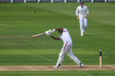 Alzarri Joseph of West Indies hits the ball high into the hands of Gus Atkinson of England during the 1st Rothesay Test Match day 1 England v West Indies at Lords, London, United Kingdom, 10th July 2024  clipart