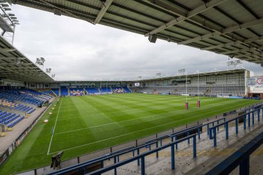 Warrington Wolves 'un Evi' ndeki Halliwell Jones Stadyumu 'nun genel görüntüsü. 17. Betfred Süper Ligi karşılaşmasında Warrington Wolves, Leeds Rhinos' a karşı Halliwell Jones Stadyumu, Warrington, 11 Temmuz 2024 