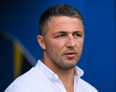 Sam Burgess Warrington Wolves 'un baş antrenörü 17. Betfred Süper Lig karşılaşması öncesinde Warrington Wolves - Leeds Rhinos maçı Halliwell Jones Stadyumu, Warrington, İngiltere, 11 Temmuz 202