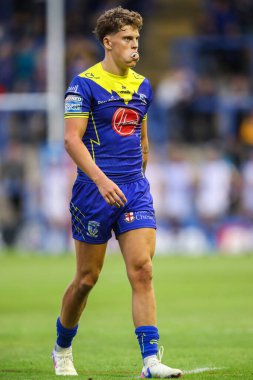 Warrington Wolves 'tan Arron Lindop 17. Betfred Süper Lig karşılaşmasında Warrington Wolves, Leeds Rhinos' a karşı Halliwell Jones Stadyumu, Warrington, İngiltere, 11 Temmuz 2024 