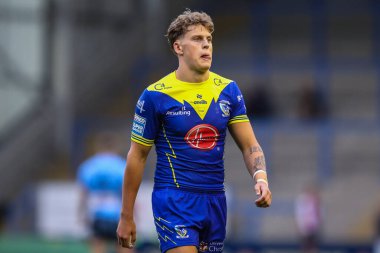 Warrington Wolves 'tan Arron Lindop 17. Betfred Süper Lig karşılaşmasında Warrington Wolves, Leeds Rhinos' a karşı Halliwell Jones Stadyumu, Warrington, İngiltere, 11 Temmuz 2024 