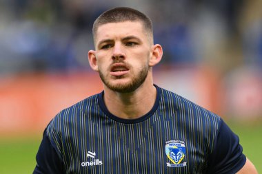 Warrington Wolves takımından Danny Walker, 17. Betfred Süper Lig karşılaşması öncesinde Halliwell Jones Stadyumu, Warrington, İngiltere 'de oynanan Warrington Wolves - Leeds Rhinos maçında ısındı. 