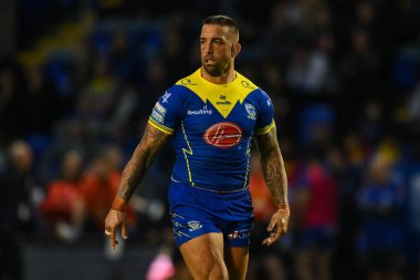 Warrington Wolves 'tan Paul Vaughan 17. Betfred Süper Lig karşılaşmasında Warrington Wolves, Leeds Gergedan' a karşı Halliwell Jones Stadyumu, Warrington, İngiltere, 11 Temmuz 2024 