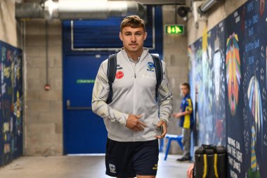Warrington Wolves 'tan Sam Powell, 17. Betfred Süper Lig karşılaşmasında Halliwell Jones Stadyumu' nda Warrington Wolves - Leeds Rhinos maçında 11 Temmuz 2024 'te sahaya çıktı. 