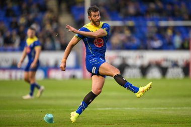 Warrington Wolves 'tan Stefan Ratchford, 11 Temmuz 2024' te İngiltere 'nin Warrington kentinde oynanan Betfred Süper Lig 17. Raundunda Warrington Wolves - Leeds Rhinos maçında yan çizdi. 