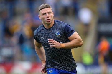 George Williams of Warrington Wolves during the pre-game warm up ahead of the Betfred Super League Round 17 match Warrington Wolves vs Leeds Rhinos at Halliwell Jones Stadium, Warrington, United Kingdom, 11th July 2024  clipart