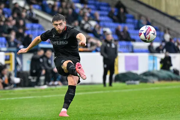 stock image Lynden Gooch of Stoke City crosses the ball during the Pre-season friendly match Chester vs Stoke City at Deva Stadium, Chester, United Kingdom, 11th July 2024 