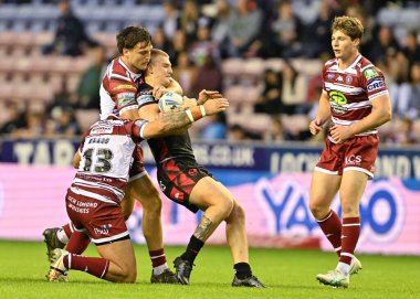 St. Helens takımından George Delaney, 12 Temmuz 2024 'te İngiltere' nin Wigan Stadyumu 'nda oynanan 17. 