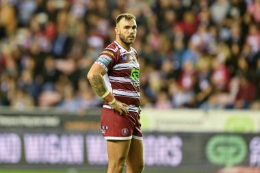 Wigan Warriors takımından Kaide Ellis 17. Betfred Süper Lig karşılaşmasında Wigan Warriors St. Helens 'e karşı DW Stadyumu, Wigan, İngiltere, 12 Temmuz 2024 