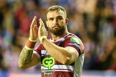 Wigan Warriors takımından Luke Thompson, 12 Temmuz 2024 'te İngiltere' nin Wigan Stadyumu 'nda oynanan 17. 