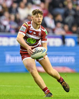Wigan Warriors takımından Jack Farrimond, 12 Temmuz 2024 'te İngiltere' nin Wigan Stadyumu 'nda oynanan 17. 